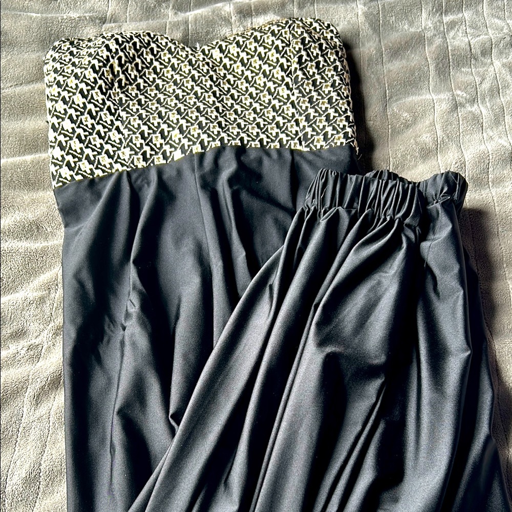 Strapless Black and White Dress